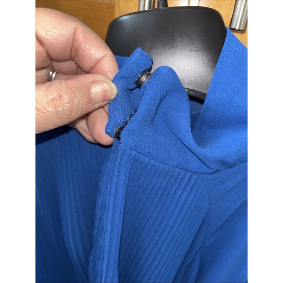 BY MALENE BIRGER WOMEN Cobalt Blue Pleated Accordion BLOUSE EU 36 US S Sheer - Picture 10 of 16